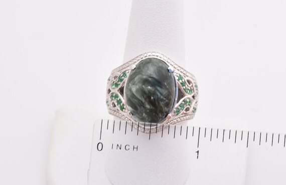 Natural Seraphinite (18mm x 13mm) Ring - Sterling… - image 3