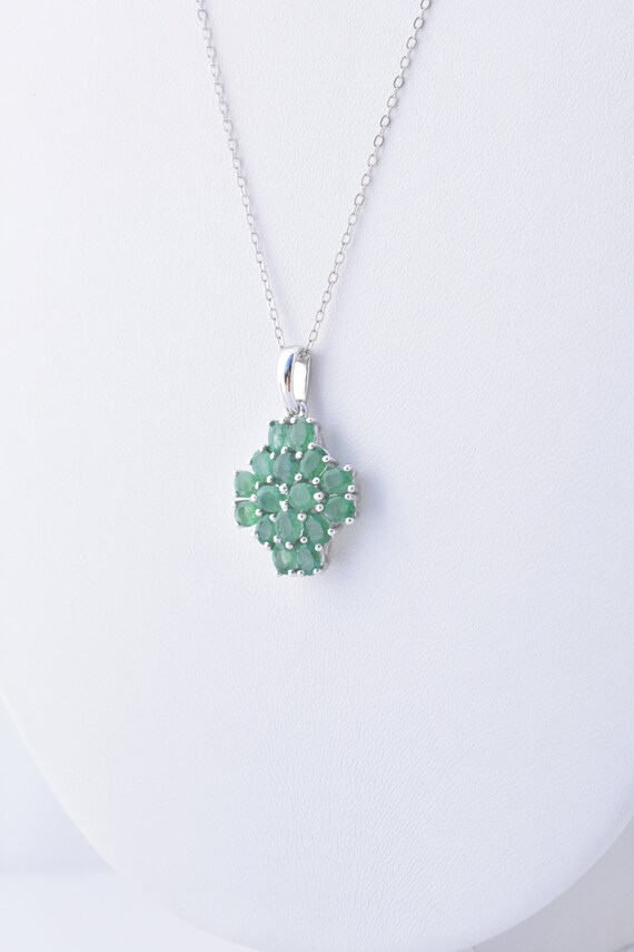 Genuine Emerald (Ovl) Pendant With 20" Chain in P… - image 1