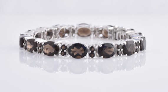 Smoky Quartz Eternity Tennis Bracelet - Sterling Silver - Brown Quartz Bracelet - Smoky Quartz Bracelet
