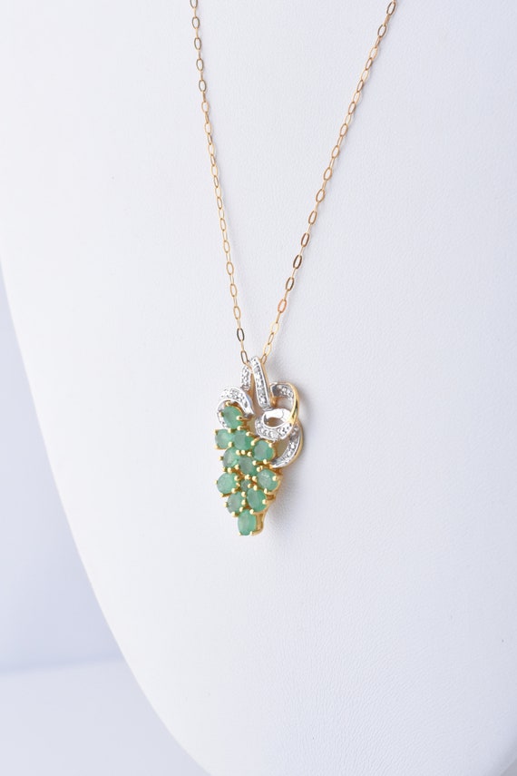 Genuine Emerald (Ovl), Diamond Pendant With 20" C… - image 5