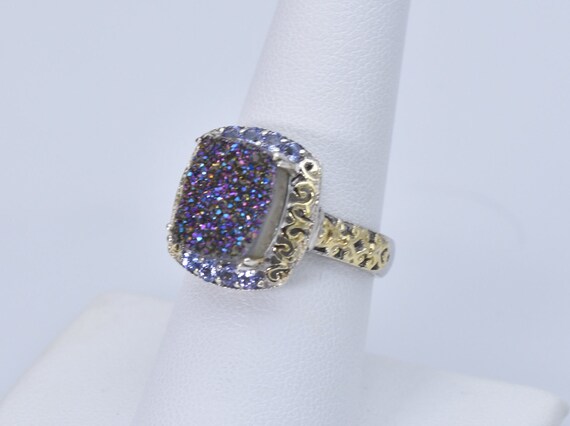 Blue Purple Druzy Ring with Tanzanite Accents - 1… - image 6
