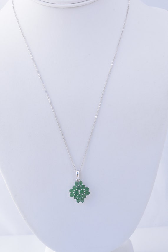Genuine Emerald (Ovl) Pendant With 20" Chain in P… - image 2