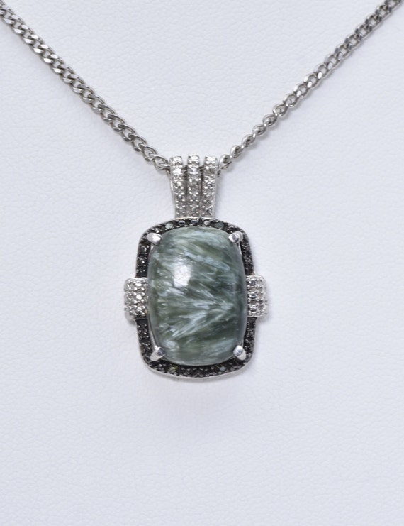 Natural Seraphinite (18mm x 13mm) Pendant with Gre