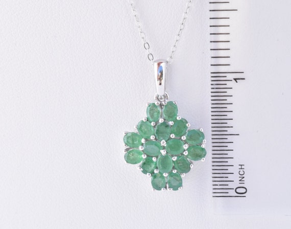 Genuine Emerald (Ovl) Pendant With 20" Chain in P… - image 6