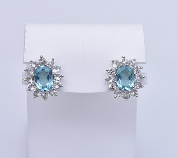 Genuine Blue Apatite Earrings - 925 Sterling Silv… - image 1