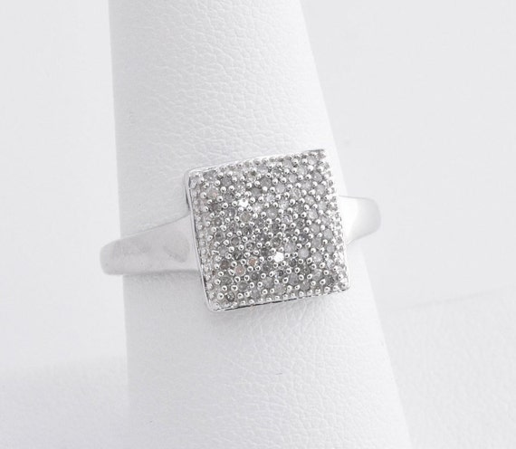 Diamond Ring - Rhodium Over 925 Sterling Silver -… - image 1