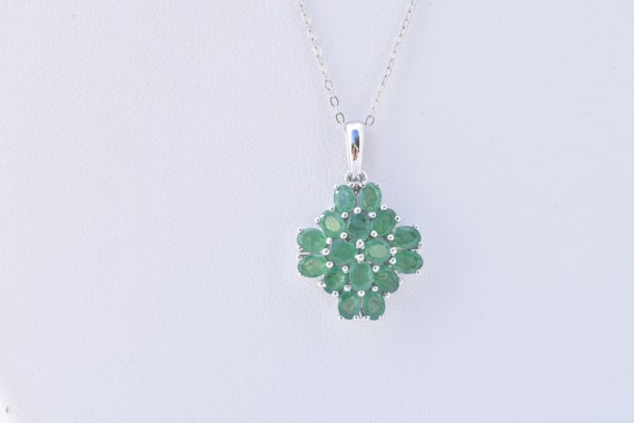 Genuine Emerald (Ovl) Pendant With 20" Chain in P… - image 3