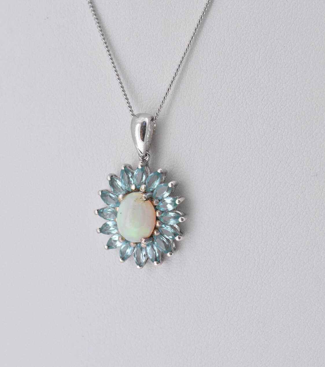 Opal 0 85 Ct Paraiba Apatite Pendant With 18 Chain In Platinum Overlay Sterling Silver Nickel Free Tgw 2 30 Cts Opal 0 85 Ct Paraiba Apatite Pendant With 18 Chain In Platinum Overlay Sterling Silver Nickel Free Tgw 2 30 Cts