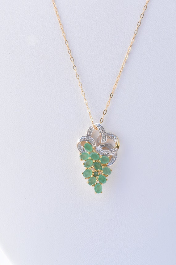 Genuine Emerald (Ovl), Diamond Pendant With 20" Ch