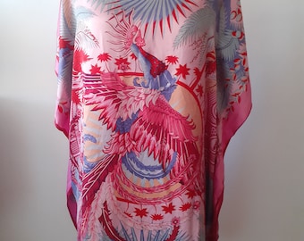 Asian pink printed silk Asilk tunic