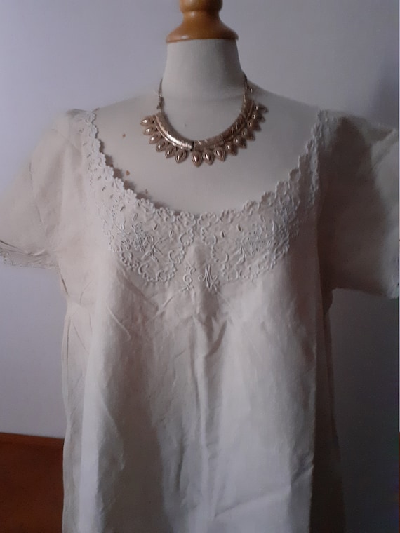 Vintage linen dress nightgown - image 1