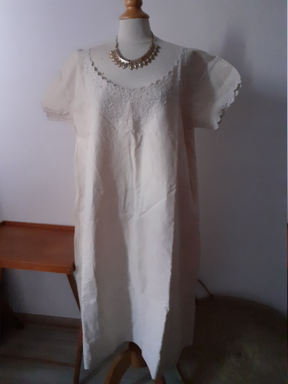 Vintage linen dress nightgown - image 3