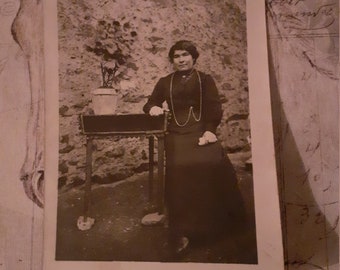 Photo postcard woman and flower