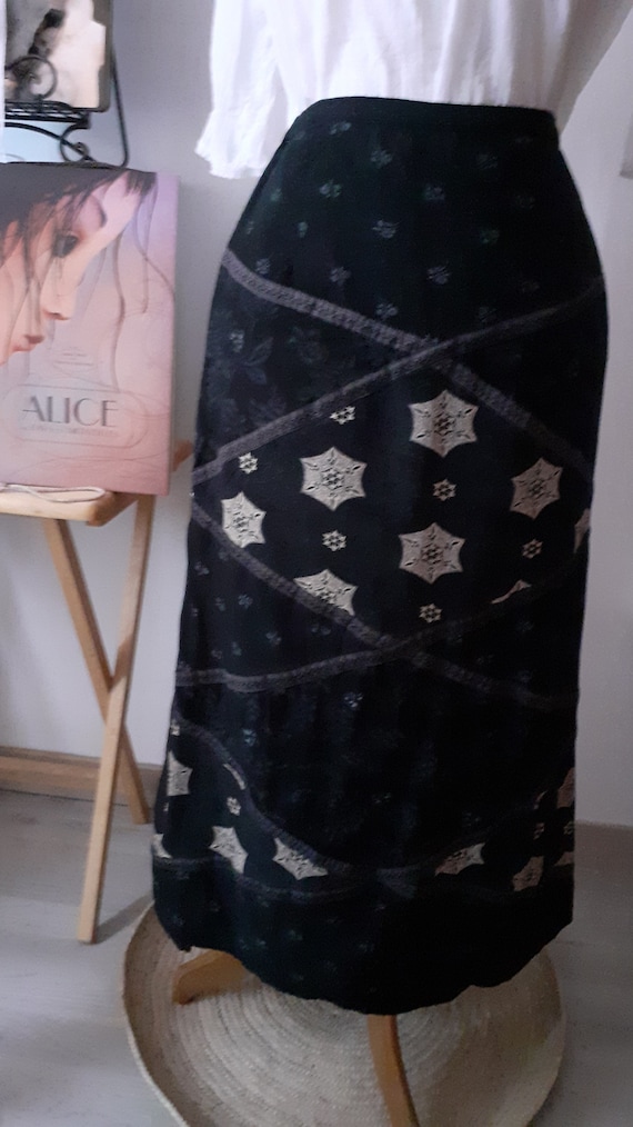 Jupe Longue Vintage KILLAH - Taille L, Coton Noir, Fendue Derrière - Neuf Avec étiquettes