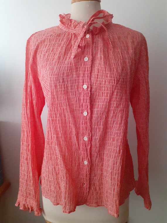 Chemisier vichy cottagecore rouge orange Agnes b Etsy France