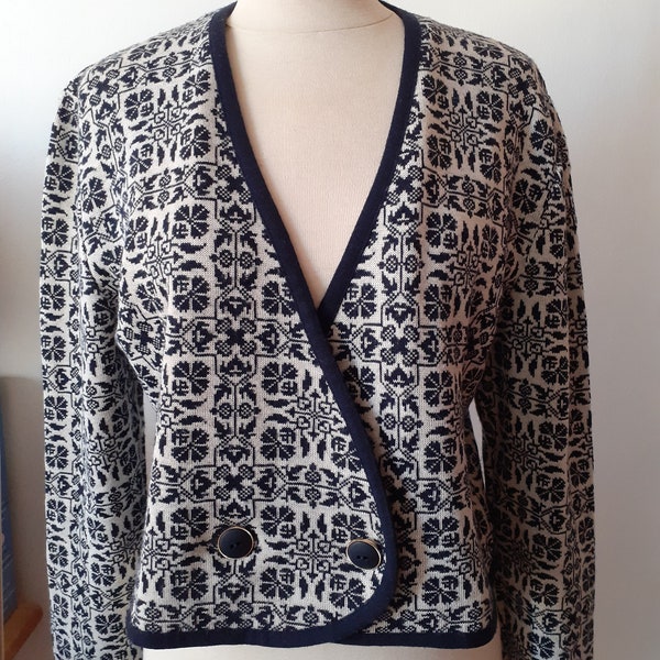 Gilet bolero Devernois bleu marine imprime