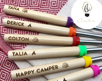 Personalized S'mores Sticks, Laser Engraved Marshmallow Roasting Sticks