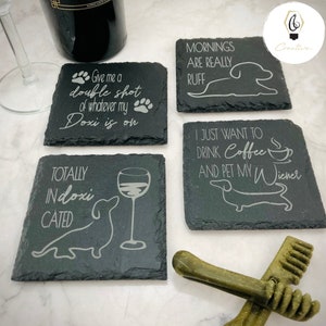Dachshund Coasters | Dachshund Gift | Valentine Gift | Slate Coaster | Doxie Mom | Wiener Dog Gift | Doxie Gift | Doxie Dad | Wiener Dog