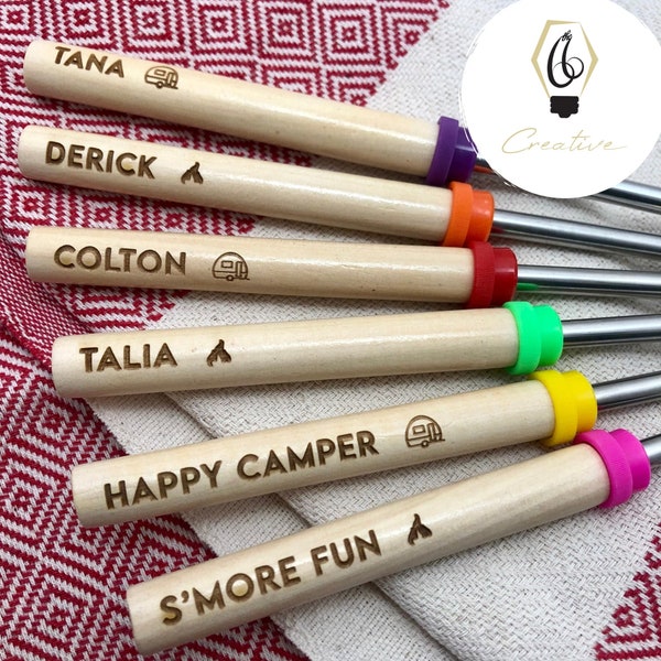 Camping S'mores Sticks, Personalized S'mores Sticks , Valentine, Marshmallow Sticks, Campfire Sticks, Camping, Camping Gear, Camping Decor