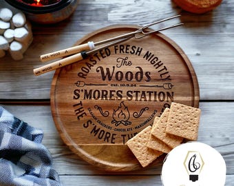 Personalized S'mores Board, S'mores Tray, S'mores Charcuterie, S'mores Station, S'mores Kit, S'mores Party, S'mores Sticks, Camping Gift