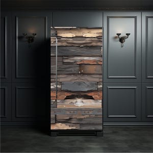 Housse de réfrigérateur Wood_2 – Disponible en aimant ou en vinyle | Ensembles de plusieurs pièces