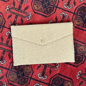 1980s Tan Woven Shirl Miller LTD. Snap Clutch Purse