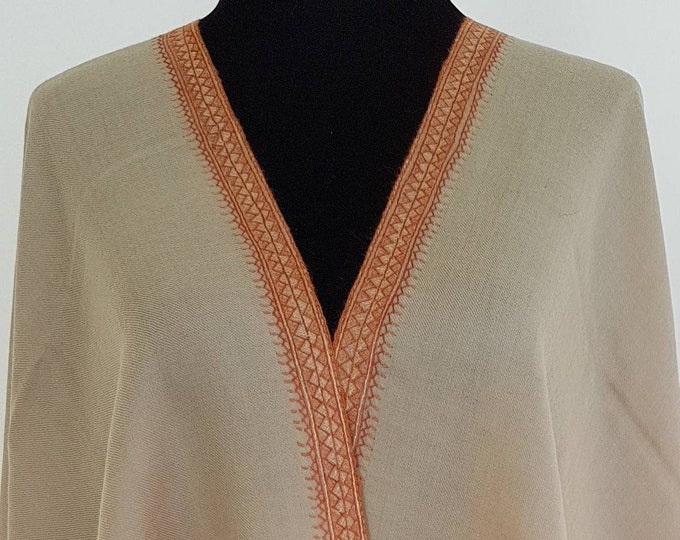 Khas Border Hand Embroidered Wool Shawl