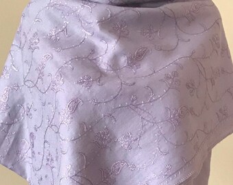 Pastel Hand Embroidered Almond Vine Wrap / Scarf