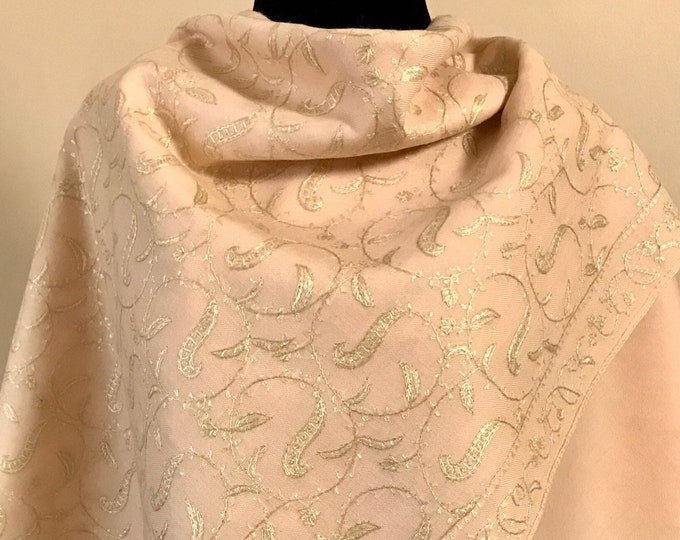 Pastel Vine Hand Embroidered Wrap / Scarf