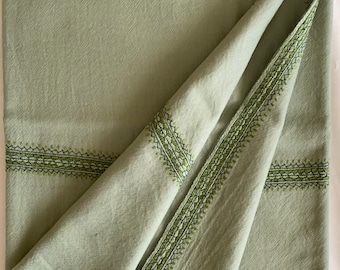 Khas Border Wool Shawl - Green