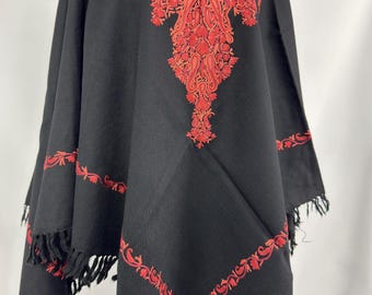 Hand Embroidered Light Weight Kashmiri Wool Poncho