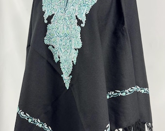 Hand Embroidered Light Weight Kashmiri Wool Poncho