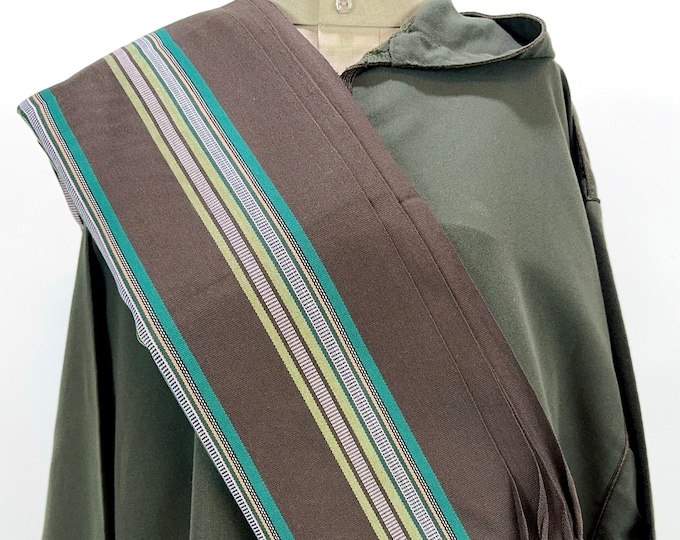 Habirah Yemeni Cotton Shawl - Dark Chocolate & Green