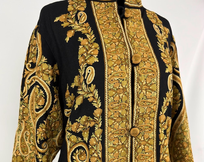 Ayse Exquisite Hand Embroidered Ladies Wool Short Jacket - Size M / EU 42/ US 10