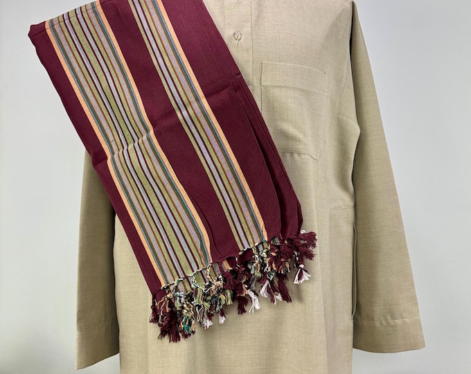 Habirah Yemeni Cotton Shawl - Maroon