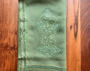 Zayn Sandala Hand Embroidered Wool Shawl - Green