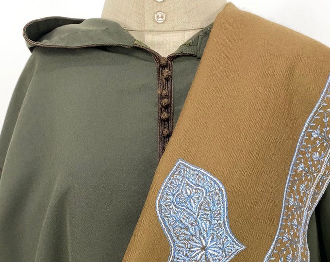 Alawi Sandala Hand Embroidered Wool Shawl - Cinnamon Brown