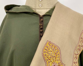 Alawi Sandala Hand Embroidered Wool Shawl - Beige Latte