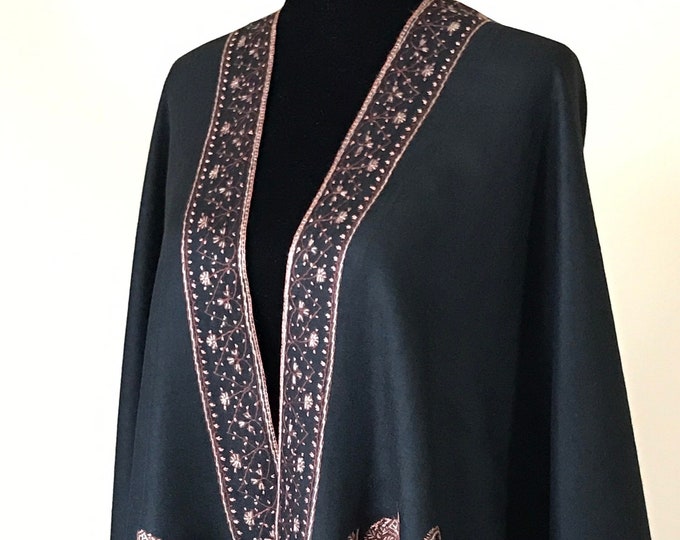 Shiraz Regal Motif  Hand Embroidered Wool Shawl