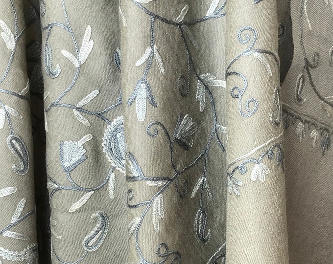 Josephine Paisley Hand Embroidered Wool Wrap / Scarf