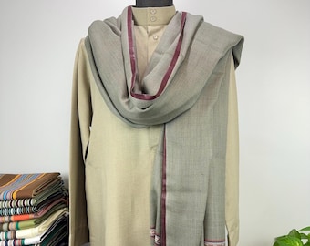 Dussa Extra Large Men's Wool Shawl - Hand Dyed - Two Tone Slate and Sand Tan