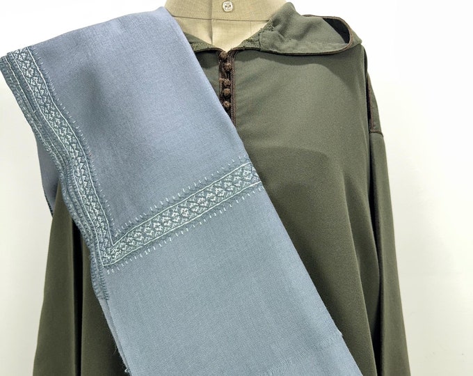 Khas Hand Embroidered Wool Shawl  - Pewter Grey