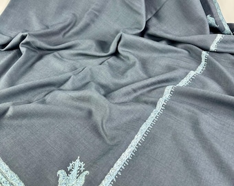 Royal Paisley Hand Embroidered Wool Shawl