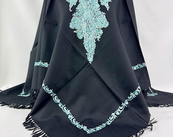 Hand Embroidered Light Weight Kashmiri Wool Poncho