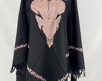 Hand Embroidered Light Weight Kashmiri Wool Poncho