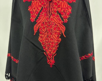 Hand Embroidered Light Weight Kashmiri Wool Poncho