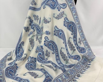 Josephine Hand Embroidered Wool -  Porcelain White