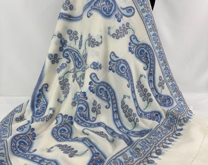 Josephine Hand Embroidered Wool -  Porcelain White