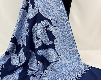 Josephine Hand Embroidered Wool -  Blue