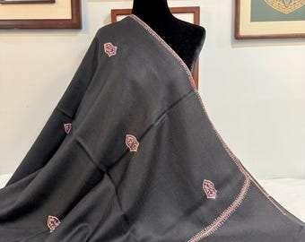Nur Sandala Shawl - Hand Embroidered - Black No 2